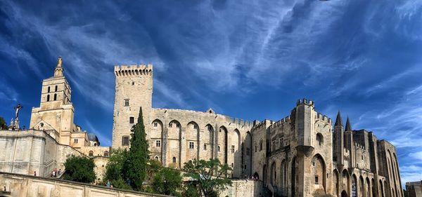 Low angle view of old building against sky