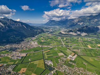 Aerial view of agricultural landscape