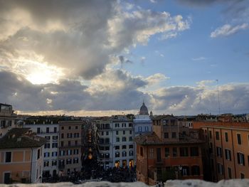 High angle shot of townscape against sky