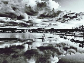 Scenic view of lake against sky