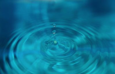 Close-up of drop falling in water