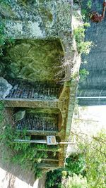 High angle view of built structure by plants