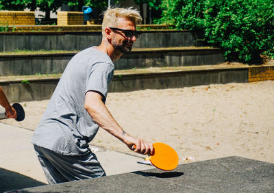 Man playing table tennis