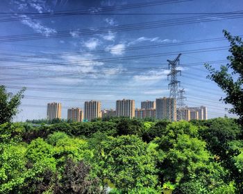 Low angle view of city against sky