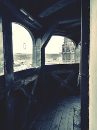 View of bridge through window