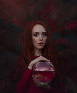 Portrait of a beautiful young woman drinking water