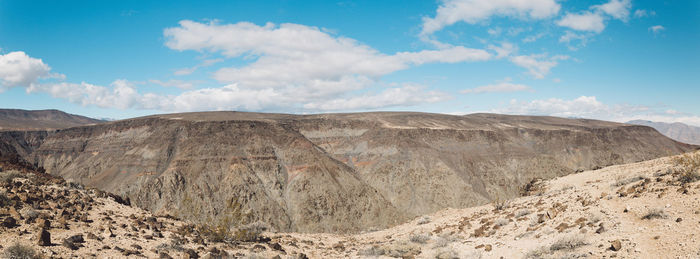 Panoramic view of mountains against sky