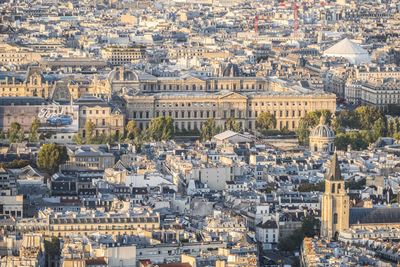 High angle view of buildings in city