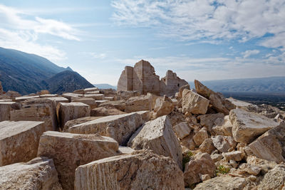 Panoramic view of rocks against sky