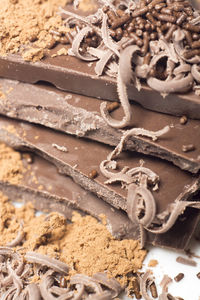 Close-up of chocolate on white background