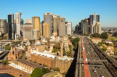 High angle view of city