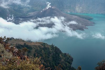 Panoramic view of volcanic mountain