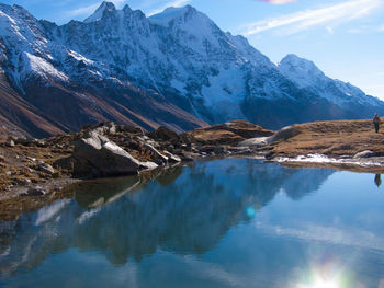 Snowcapped mountains against sky