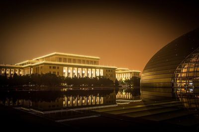 Illuminated built structure at night