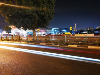 Light trails on street at night