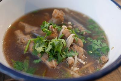 Close-up of soup in bowl