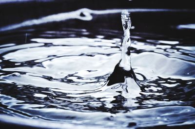 Close-up of drop splashing in water