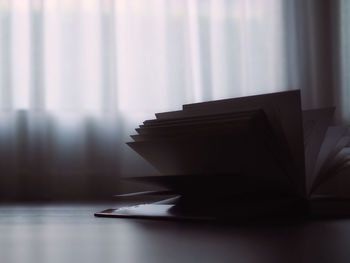 Close-up of books on table