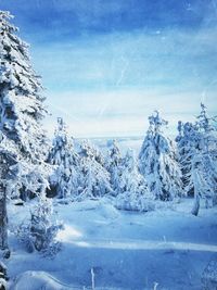 Scenic view of frozen landscape against sky
