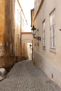 Vertical shot of the small alleys next to st. vitus cathedral at prague castle in czech republic