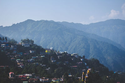 High angle view of townscape against sky