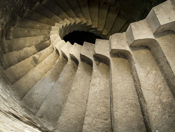 High angle view of spiral stairs