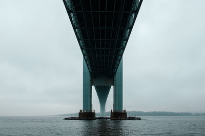 Low angle view of bridge over sea against sky