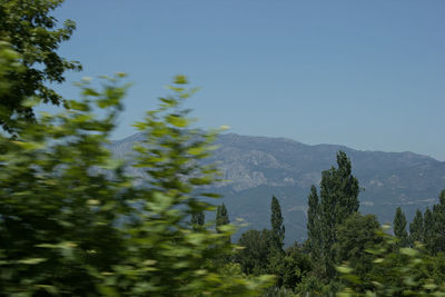 Scenic view of mountains against clear sky