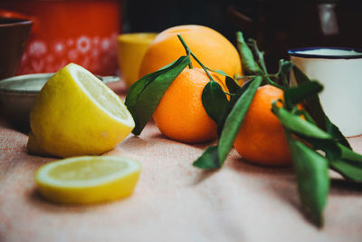 Close-up of orange fruits on table