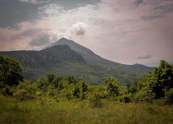 Scenic view of mountains against sky