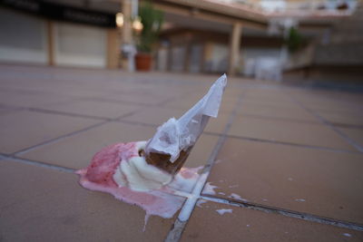 Close-up of ice cream on table