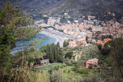 High angle shot of townscape