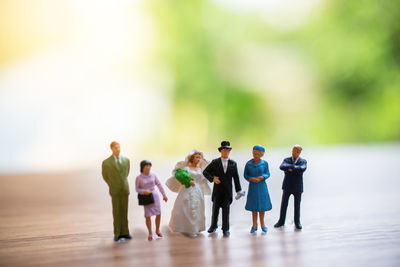 Close-up of figurines on table