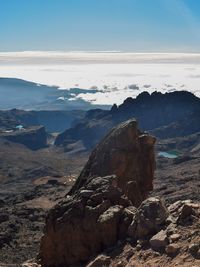 Scenic rock formations above the clouds at mount kenya national park, kenya