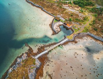 High angle view of starfish on beach