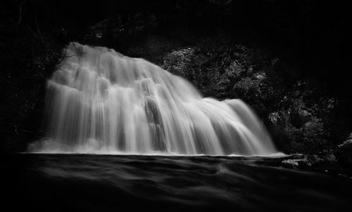 Scenic view of waterfall in forest