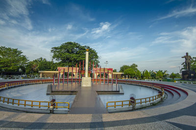 View of fountain in city