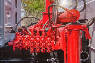 Close-up of red machine part