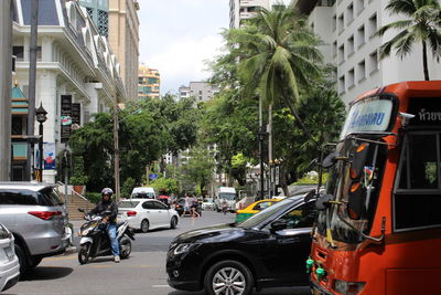 Cars on street in city