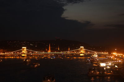 Suspension bridge at night