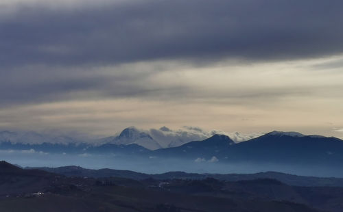 Scenic view of mountains against sky