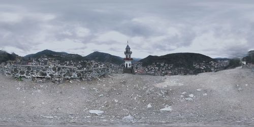 View of mountains against cloudy sky