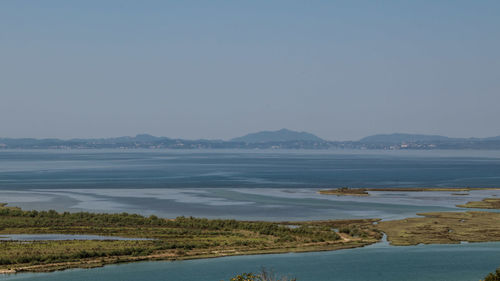 Scenic view of sea against clear sky