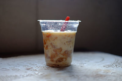 Close-up of drink on table