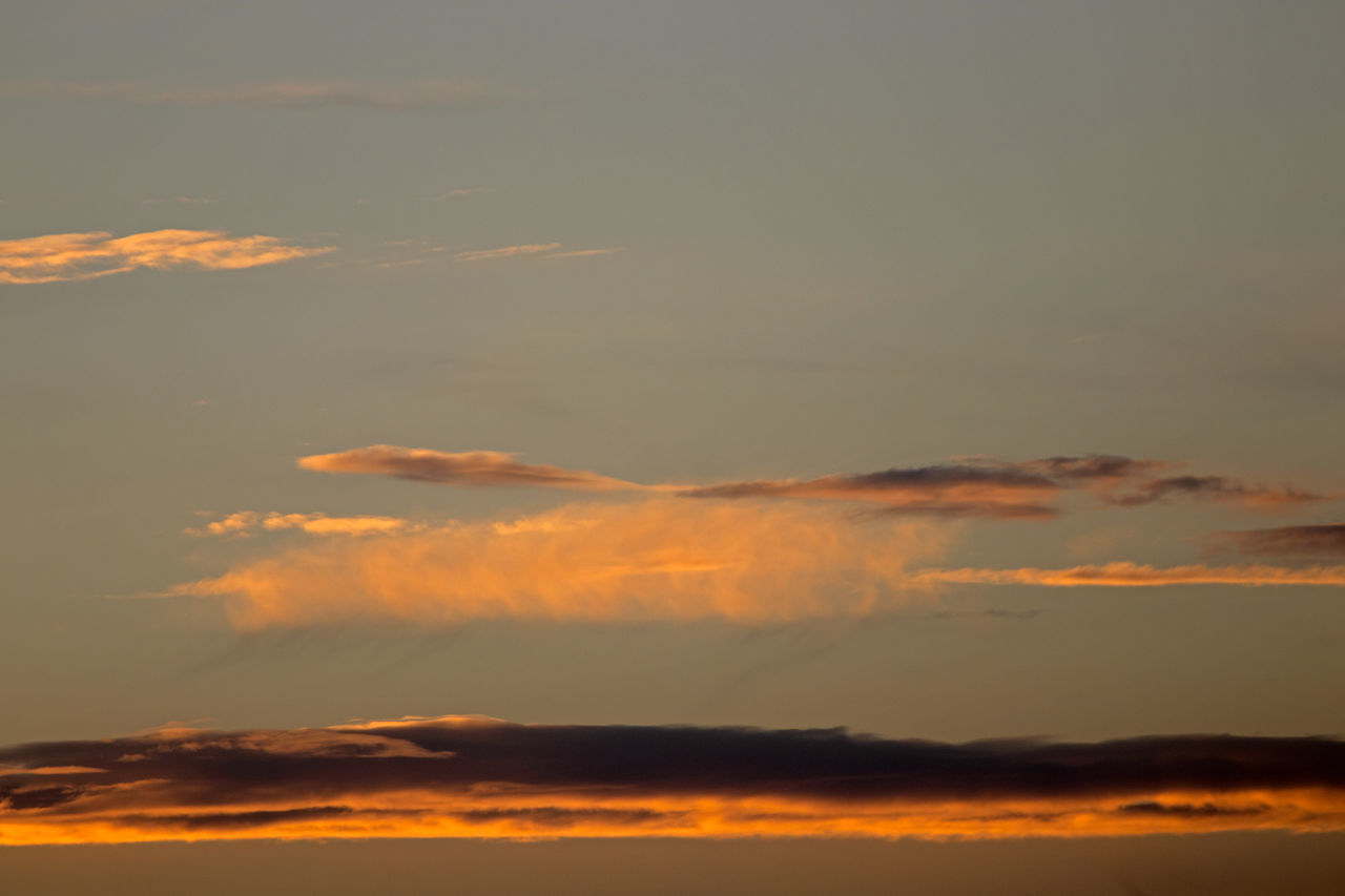LOW ANGLE VIEW OF ORANGE CLOUDS IN SKY