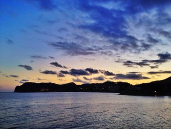 Scenic view of sea at sunset