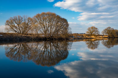 Scenic view of calm lake against sky