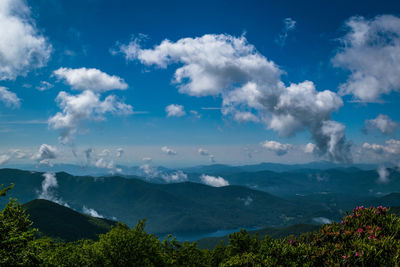 Scenic view of mountains against sky