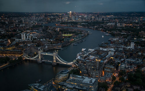 From the vantage point atop the shard, the mesmerizing glow of tower bridge and canary wharf