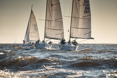 Boat sailing in sea